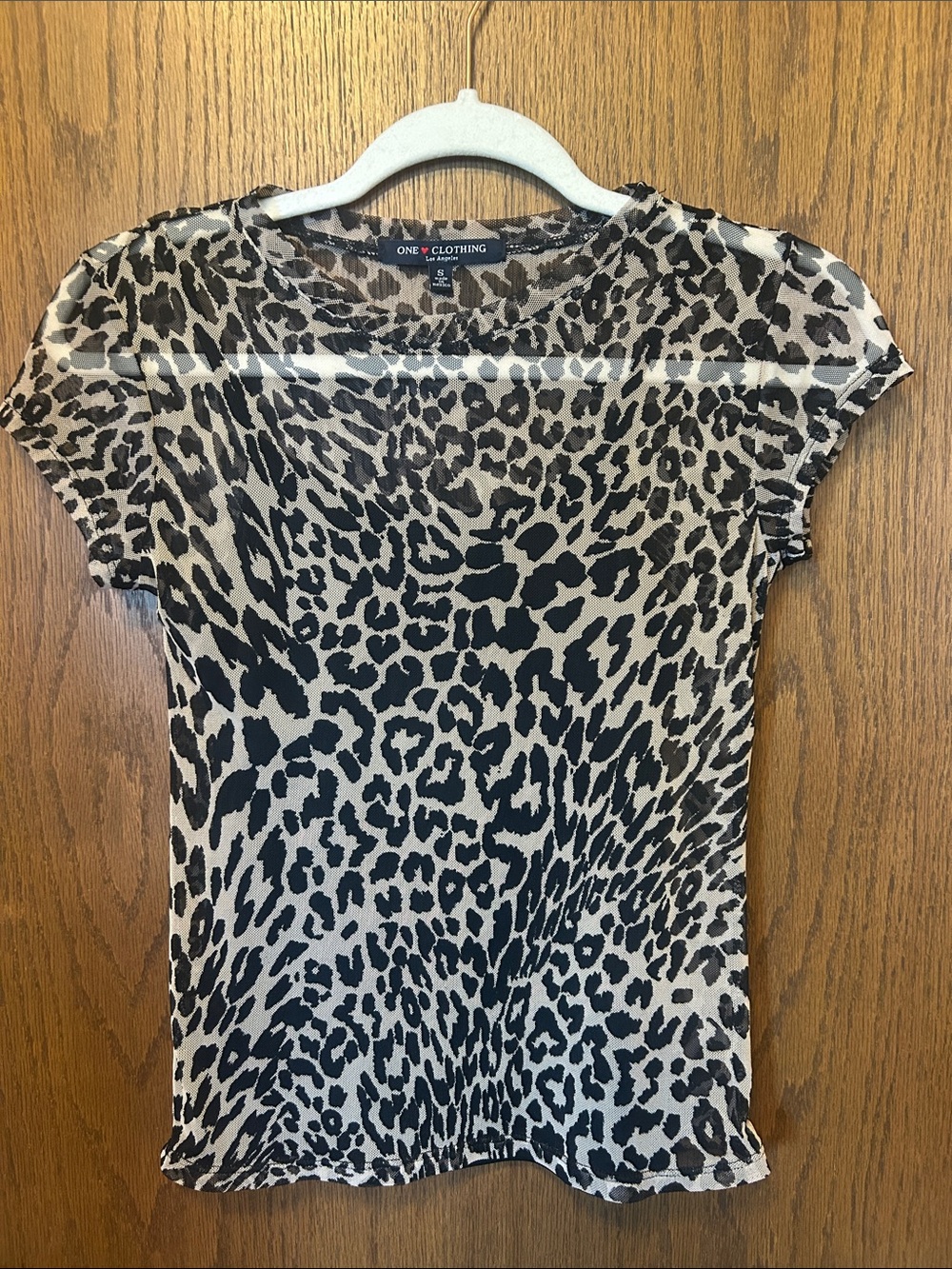one clothing Leopard Print Short Sleeve Tee - Black & Cream